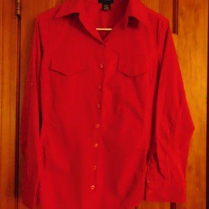 Ashley Brent Women’s Button-Down Shirt Solid Red SZ Large Excellent Condition